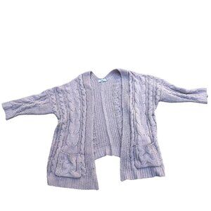 CARLY JEAN Los Angeles Crochet Knit Cardigan Sweater Womens S/M Beige 3/4 Sleeve